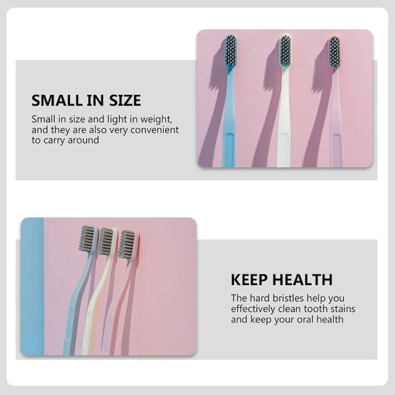 Minkissy 6 Pack Hard Bristle Toothbrushes For Adults Ergonomic Travel Design - Image 3